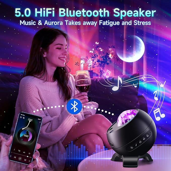 Christmas Gifts for Teens Boy Galaxy Projector for Bedroom, 21Colors Northern Lights,15White Noise&Bluetooth Star Projector Galaxy Lights, Remote Ambient Lighting,Aurora Christmas Decor Room Gifts