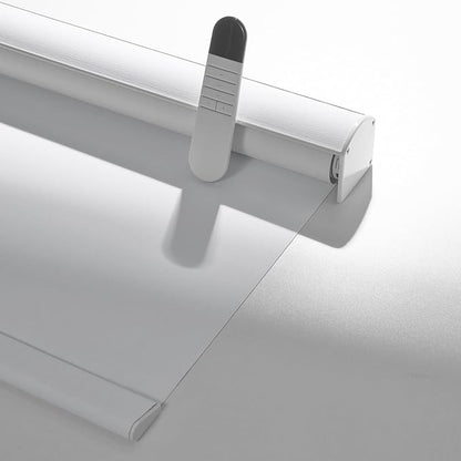 Boolegon Motorized Roller Blinds - 100% Blackout Smart Electric Shades with Remote, Compatible with Alexa/Google Home/HomeKit via Hub, Easy Install for Home Office, White, Custom Size.