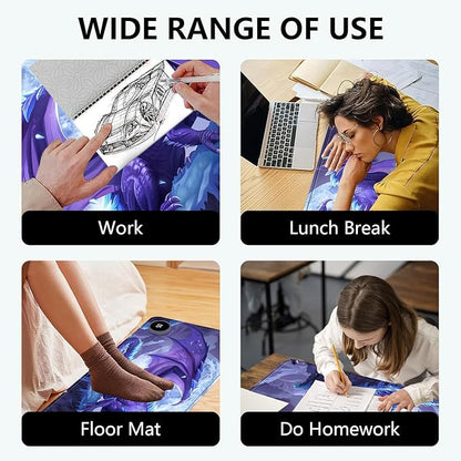 Heated Mouse Pad with 3 Levels Heated & 3 Hours Auto Shut-Off Mouse Pad for Warming Hands in Office Home, 31.5" x 13"Large Safe Desk Mat Hand Warmer，Angry Flying Dragon