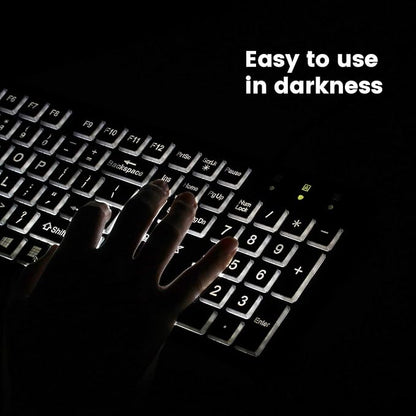 Perixx PERIBOARD-317 Wired Backlit USB Keyboard, Big Print Letter with White Illuminated LED, US English Layout,Black