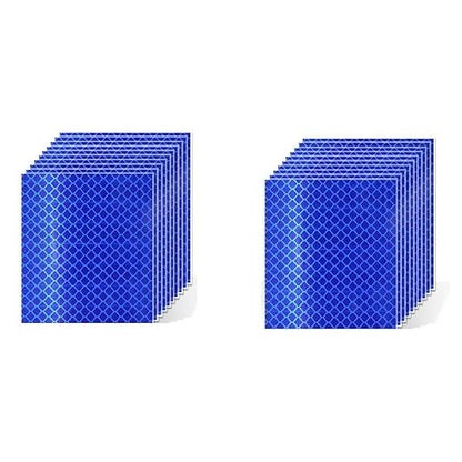 Non Fading Blue Reflective Stickers 3 inch X 3 inch, Outdoor Waterproof High Visibility Warning Safety Adhesive Reflector Tape (20 Pcs)