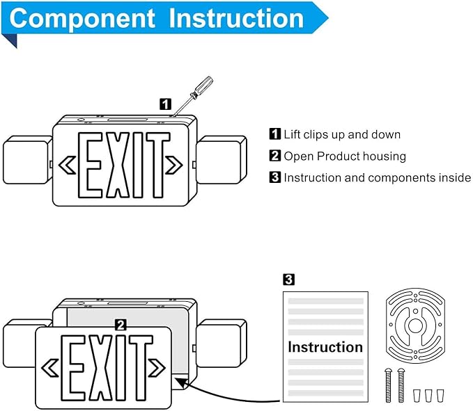 12 Packs LED Exit Sign with Emergency Lights and Back Up Batteries-UL Standard Red Emergency Exit Sign Lighting,Emergency Lights for Business.