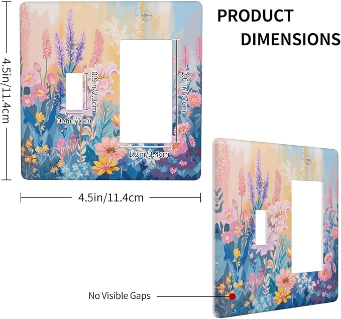 Outlet Covers Colorful Watercolor Flowers Wildflower Plants 1 Toggle 1 Rocker Combo Light Switch Cover Plate Decorative Switch Plate Covers Electrical Wall Plate for Bathroom Home Decor