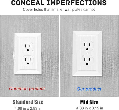 Modern Decorative Wall Plate Retro Wood Grain design Switch Cover Outlet Cover for Light Switch, Smart Switch, Dimmer, GFCI, USB Outlet (4 Pack, Single Duplex)