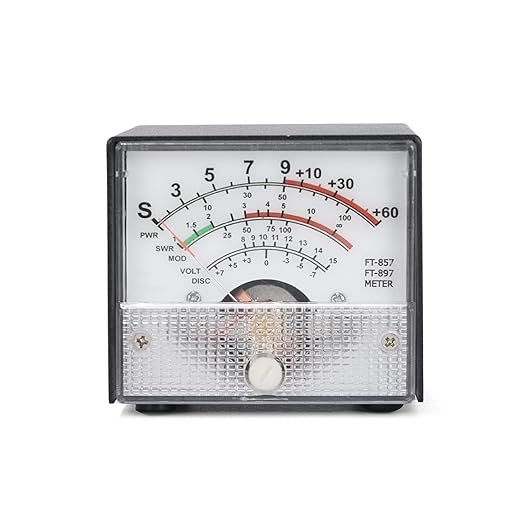 FT-857/FT-897 Analog Panel Meter, Black, Multi-Function S-Meter/PWR/SWR Display, 70x70x62mm, with 3.5mm Jack Connection
