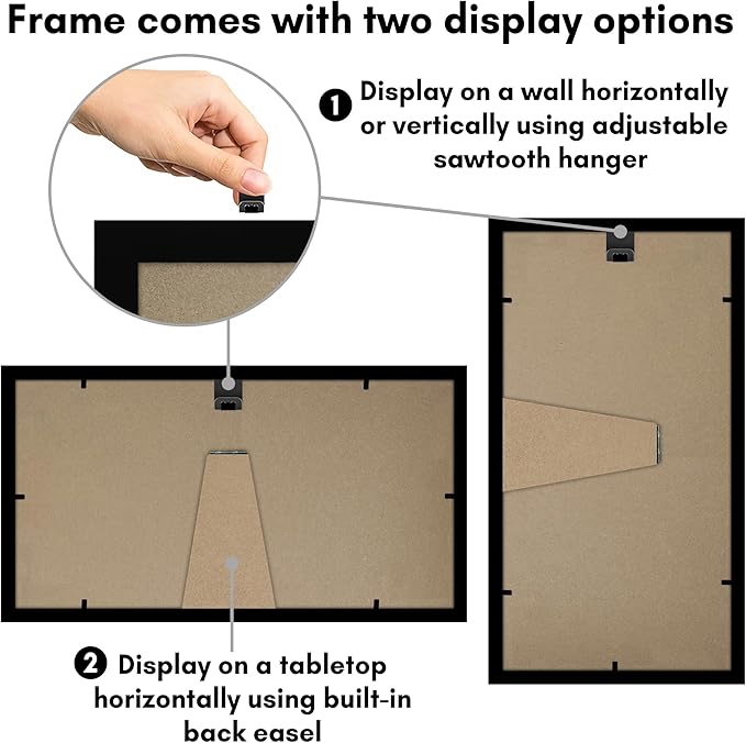 Americanflat 6x12 Picture Frame with Shatter-Resistant Glass - Signature Collection - Gallery-Style Frames Made of Engineered Wood - Photo Frame for Tabletop and Wall Display - Black