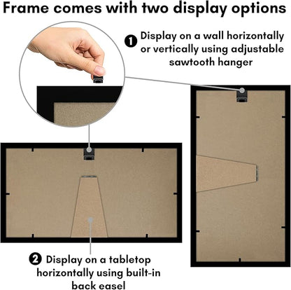 Americanflat 6x12 Picture Frame with Shatter-Resistant Glass - Signature Collection - Gallery-Style Frames Made of Engineered Wood - Photo Frame for Tabletop and Wall Display - Black