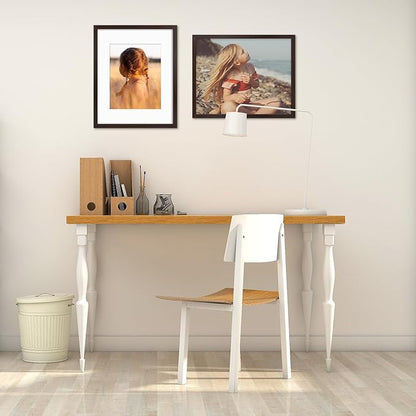 Golden State Art, 16x20 Picture Frame with Mat for 11x14 - High Definition Glass Wall Mounting Horizontal Vertical Display (Brown, 1 Pack)
