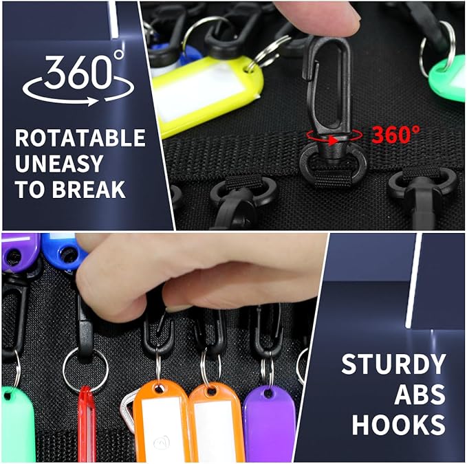 Portable Zippered Key Case,Organizer Waterproof Key Binder with 24 Key Hooks and Tags,Portable Key Storage for Rental Management Real Estate Sales Hotel Executives and Car Service