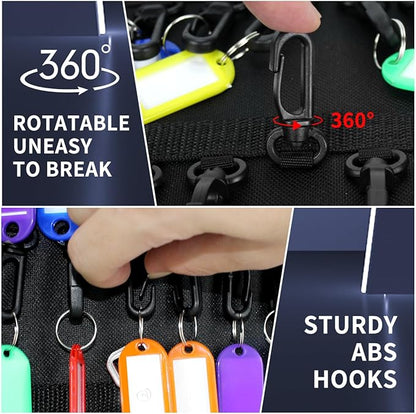 Portable Zippered Key Organizer, Waterproof Key Case with 12 Key Hooks and Tags,Portable Key Storage for Rental Management Real Estate Sales Hotel Executives and Car Service
