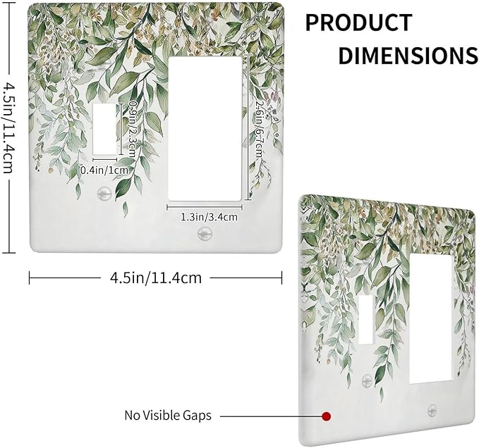 Outlet Covers Sage Green Eucalyptus Watercolor Plant Leaves 1 Toggle 1 Rocker Combination Decorative Wall Plate Electrical Switch Plates Light Switch Cover Plate for Bedroom Bathroom