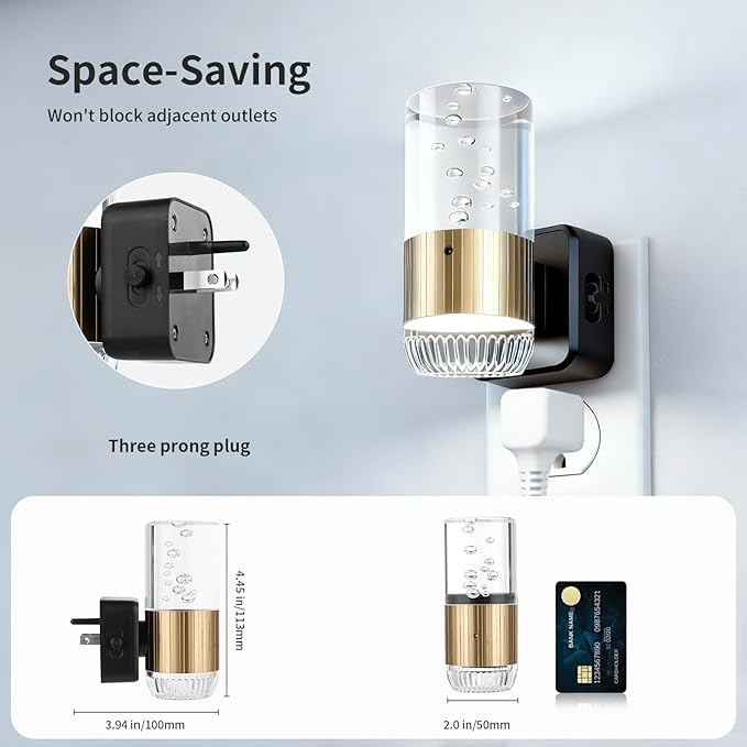 LED Night Light Plug into Wall with Dusk to Dawn Sensor,0-100LM Brightness Acrylic Nightlight with 3 Adjustable Color(3000K/4500K/6000K),2 Pack (Copper)