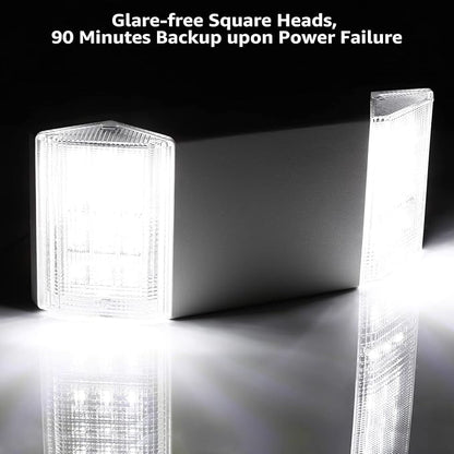 TORCHSTAR LED Emergency Lighting, Commercial Emergency Lights with Battery Backup, UL Listed, Two Square Heads, AC 120/277V, Hardwired Emergency Exit Light Fixtures for Business, Pack of 4