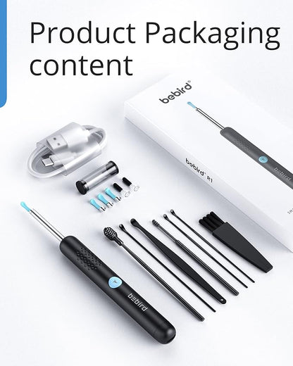 BEBIRD Ear Wax Removal Tool with HD Camera - R1 Upgraded Smart Visual Ear Cleaner with Otoscope, Ear Viewer with 6 LED Light & Multi Replacement Tips for Cleaning Earwax & Inspection Kits
