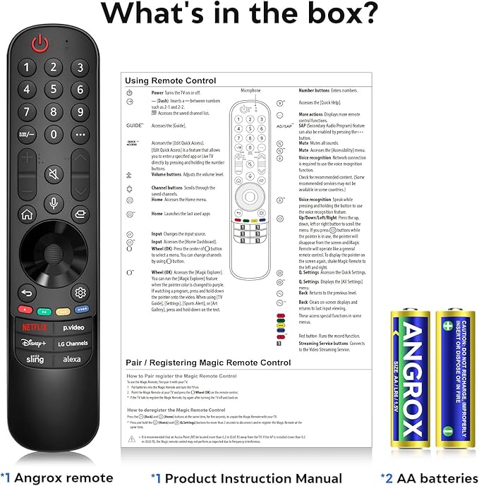 Voice Magic for LG-TV-Remote Control Replacement, for Magic Remote MR21 MR22 MR23 MR24GA with Battery, with Voice Recognition and Pointer Function