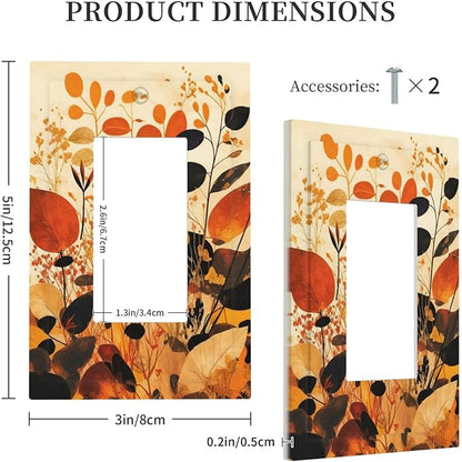 Decorative Outlet Covers Boho Warm Colorful Plant Leaves 1 Gang Single Rocker Light Switch Cover Plate Wall Plates GFCI Faceplate for Bedroom living Room Decor