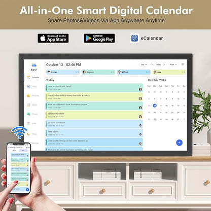 27" Smart Digital Calendar for-Family-Business-Planner - Electronic Calendar for Business Chore Chart, Touchscreen Display for Family Schedules, Wall & Desk Mountable, Christmas Gift for Mom Dad