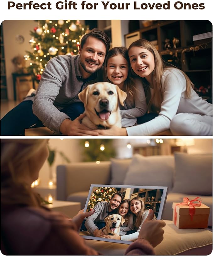 NGTeco WiFi Digital Picture Frame with 64GB Storage, 10.1" HD Touch Screen Digital Photo Frame, 5000mAh Battery, Share Photos/Videos Instantly via Frameo App