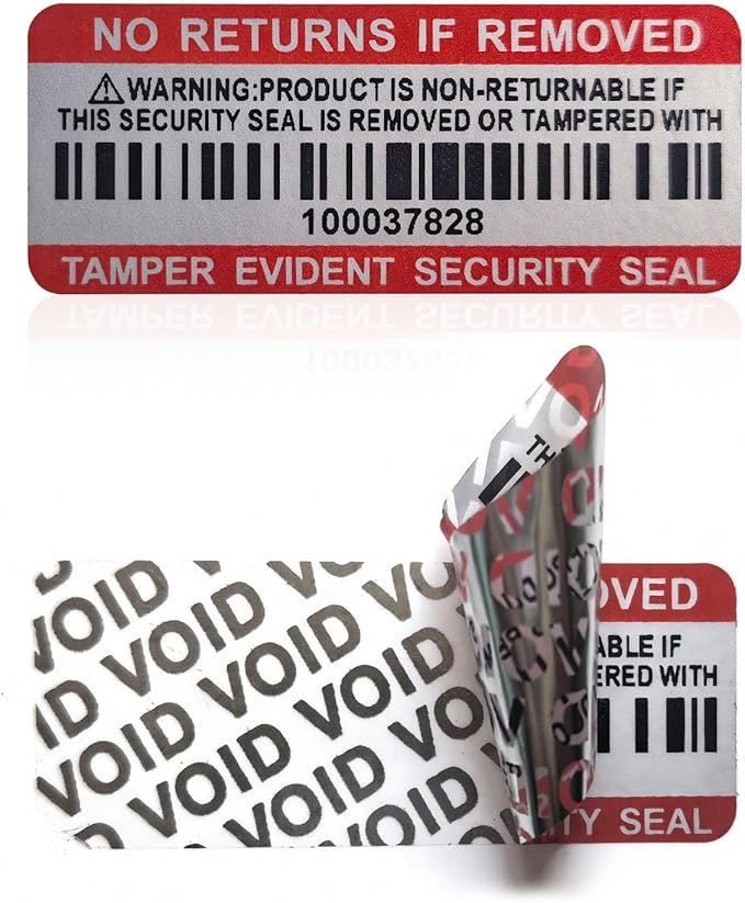 Tamper Evident Proof Barcode Stickers with Individual Serial Number Security Warranty Void Sticker,Sealing Label for Package(280pcs 2x0.8in Red Matte Silver)