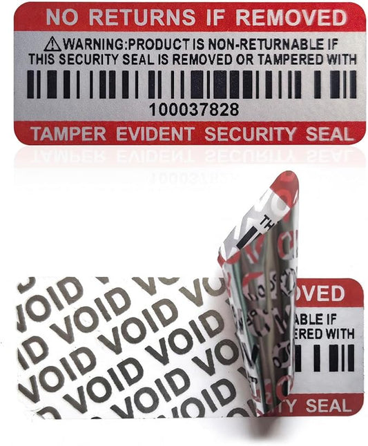 Tamper Evident Proof Barcode Stickers with Individual Serial Number Security Warranty Void Sticker,Sealing Label for Package(280pcs 2x0.8in Red Matte Silver)