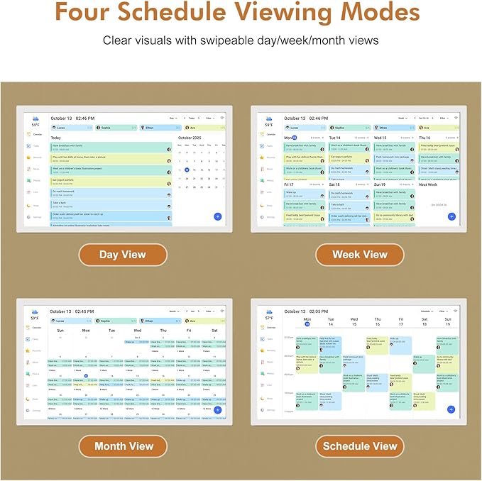 Digital Calendar Wall Planner 24"-Touchscreen-Chore-Chart - Smart Electronic Calendar for Family Schedules Meal Planner, To Do List Notepad, Streamline Household Organization, Wall Mount White
