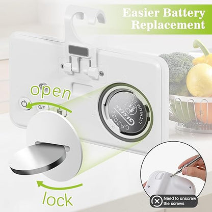 Geevon Refrigerator Thermometer Digital Fridge Thermometer IP65 Waterproof with Large LCD Display,Max/Min Record Function,Magnetic Back,for Fridge,Freezer Scenarios (White-1Pack)