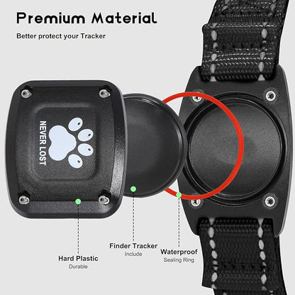 GPS Dog Collar Tracker 2-in-1,Reflective Waterproof Pet Collar,iOS-Only,No Monthly Fees,Unlimited Range,Ideal for Dog Tracking pet Tracker,for Small Dogs(S (12.6"-16.5" Width:0.78"), Black)