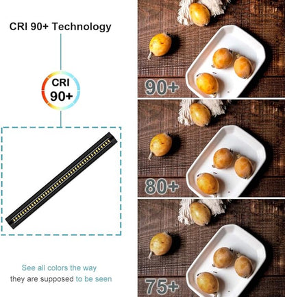 inShareplus 13inch LED Under Cabinet Lighting, Dimmable Light, Warm White 3500K, CRI90+, 450Lumens, DC 12V Ultra Thin Under Counter Kitchen Lights for Kitchen, Shelf, Cupboard, Black, 1 Pack