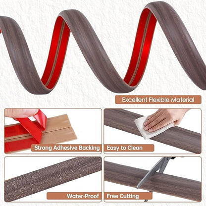 Floor Cord Cover for Wires on Floor Self Adhesive Cord Hider Floor Cable Management Wire Covers for Cords Protector Prevent Cable Trips Cord Cavity W 0.51" x H 0.31", Grayish Brown Wood, 3.3Ft