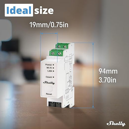 Shelly Pro 3EM 3CT 63 | Wi-Fi & LAN 3-Phase Professional Smart Energy Meter | DIN Rail | Home Automation | Compatible with Alexa & Google Home | iOS Android App | No Hub | Photovoltaic Ready