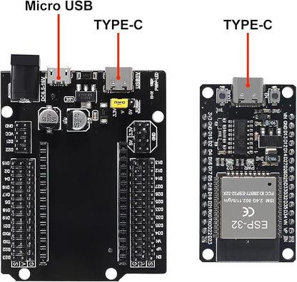 3Set ESP32 ESP-32S WiFi Development Board NodeMCU-32S Microcontroller Processor Integrated with ESP32 Development Board GPIO Breakout Board 30Pin Type-C Micro USB Dual Interface ESP32 Shield 30P