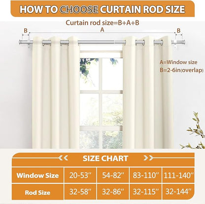 TONIAL 2 Pack Curtain Rods 32 to 58 Inch, Telescoping Splicing 3/4 Inch Single Rods for Windows Decorative Drapery Rod with Small Finial, Silver
