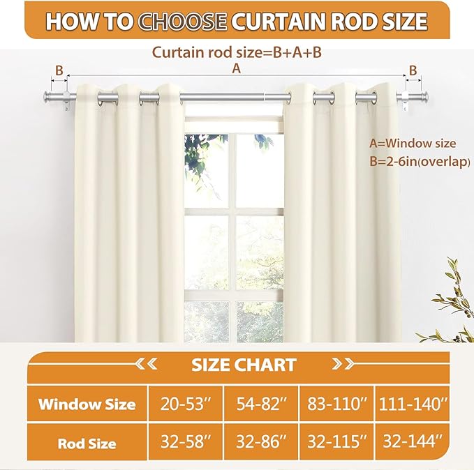 TONIAL Curtain Rod 32 to 115 Inch(2.6-9.6ft), Telescoping Splicing 3/4 Drapery Rods for Windows 83 to 110 Inch(6.9-9.1ft), Decorative Single Rod with Small Cap Finial, Silver