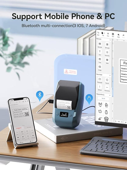 NIIMBOT M2 Label Maker with Tape 2Inch Thermal Transfer Support Color Ribbon Printing Bluetooth Sticker Printer for Office Small Business School Home Cable Storage, Compatible with Phones & PC