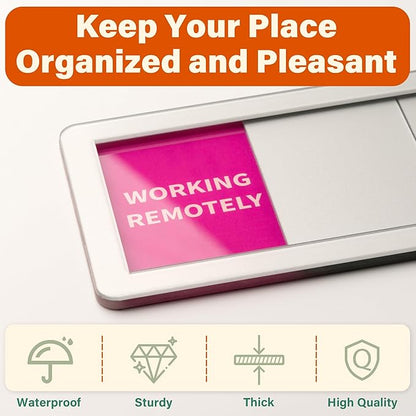 Office Door Signs Do Not Disturb, Please Knock, In A Meeting, Out Of Office, Working Remotely 5 Options Privacy Door Slider Sign for Meeting & Conference Room Frosted Silver
