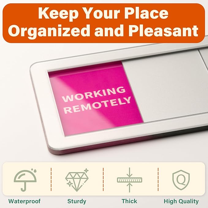 Office Door Signs 6 Options Do Not Disturb, Please Knock, In A Meeting, Out Of Office, Working Remotely Back Soon Privacy Door Slider Sign For Meeting & Conference Room Silver