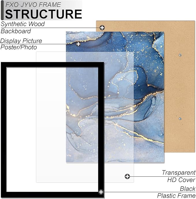 5x11 Picture Frame Set of 3, Black Frame for 5 x 11 Inch Picture Poster Photo, Light Weight and High Transparent 5 by 11 Frame for Wall - 3 Pack/Black/5"x11"