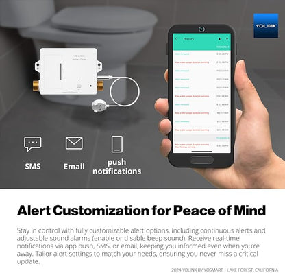 YoLink LeakStop 1-Channel for Toilets/Sinks, Auto Shutoff Valve & Leak Detector, Real-Time Monitoring, LoRa Long-Range, 2 AA Up to 5-Year Battery, App/SMS/Email Alerts – Hub Required