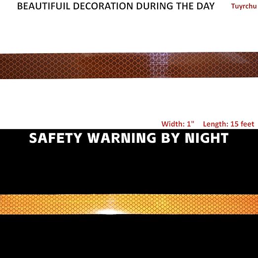 Non Fading Brown Reflective Tape Outdoor Waterproof 1 inch Wide, High Visibility Warning Safety Industrial Marking Tape (15 feet)