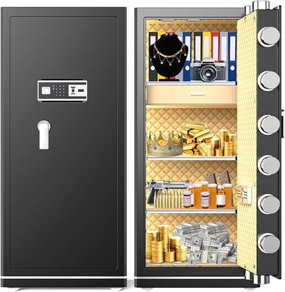 MLJ Extra Large Safe Wifi Smart Safe 17.5 Cu.ft Big Home Safety Box,Heavy Duty Digital Security safe with Built-In Drawer and Removable Shelves,for Home,Hotel,Office,Garage
