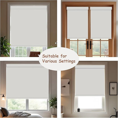 Motorized Roller Blinds with Remote, 100% Blackout Automatic Roller Shades for Bedroom, Bathroom, and Living Room, Customized Size, Ancient Wall Gray