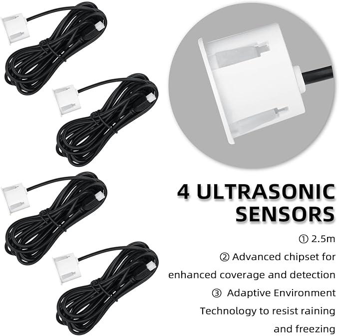 Parking Sensor Kit Backup Sensor Kit Reverse Sensor for Car 18 Color Options for Probes Adjustable Alarm Volume Professional Sensore de Reversa para Carro Safe Driving Assistant（White）