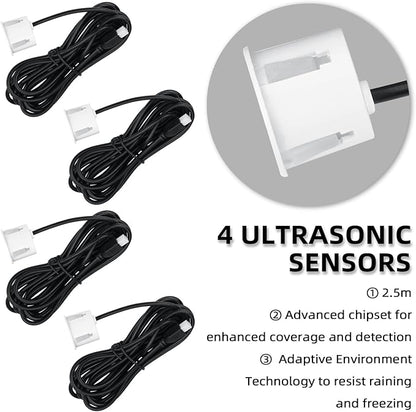 Parking Sensor Kit Backup Sensor Kit Reverse Sensor for Car 18 Color Options for Probes Adjustable Alarm Volume Professional Sensore de Reversa para Carro Safe Driving Assistant（White）