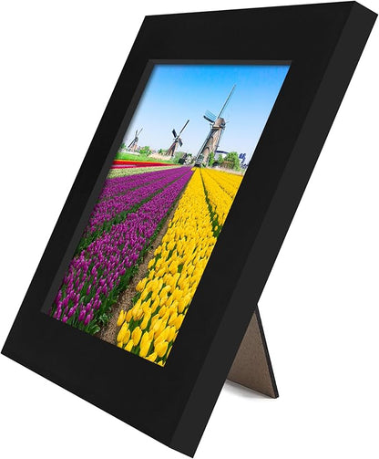 Americanflat 5x5 Picture Frame with Shatter-Resistant Glass - Signature Collection - Gallery Style Frames Made of Engineered Wood - Square Frame for Tabletop and Wall Display - Black