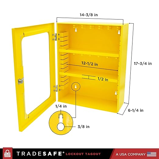 TRADESAFE Lockout Tagout Cabinet - 75 Pieces Loto Devices, Loto Locks, Lockout Hasp, Lock Out Tags, Circuit Breaker Lock, Cable Lock, Plug Lock, Lockout Tagout Station with Movable Shelf Partitions