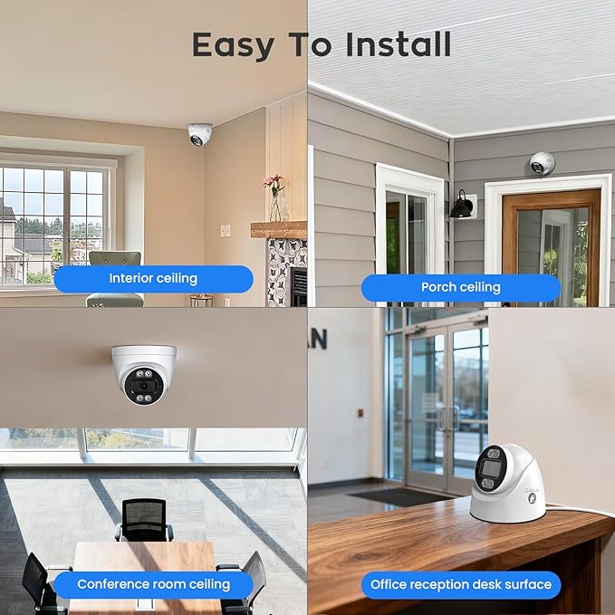 xmartO 10CH 10 Pcs Home Security Camera Kit, 4 * 2K HD Dome Camera and 6 * 2K 3MP Super HD WiFi Home Security Camera, 2-Way Audio, Night Vision, 24/7 Surveillance Camera, No Monthly Fee