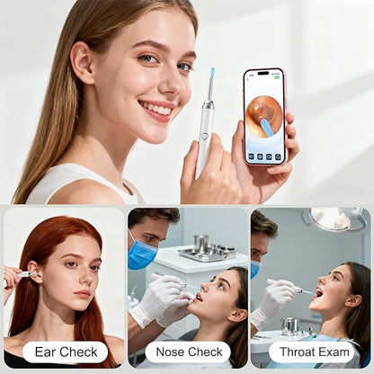 Ear Wax Removal Tool Camera，Wireless Ear Cleaner with Camera 1080P, Earwax Removal Kit with 6 LED Light 5 Replacement Ear Spoon, Ear Camera for iOS & Android (White)