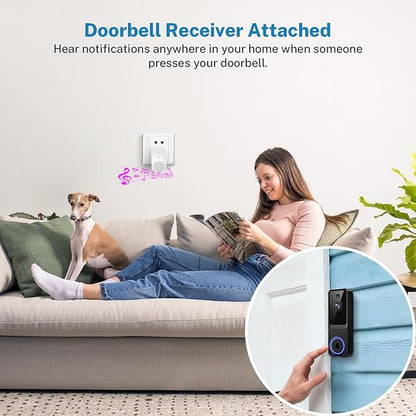 SoraNari Wireless Doorbell Camera,1080P HD, Motion Detection, Two-Way Audio, Live View, Night Vision, Cloud Storage, Battery Powered, 2.4GHz Wi-Fi Only