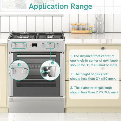 AOSITE Stove Knob Covers for Child Safety - 5 Pack Upgraded Gas Stove Knob Covers with Strong Adhesive, Double Design Childproof Oven Knob Covers for Kids and Pets, Stove Guard Baby Proofing