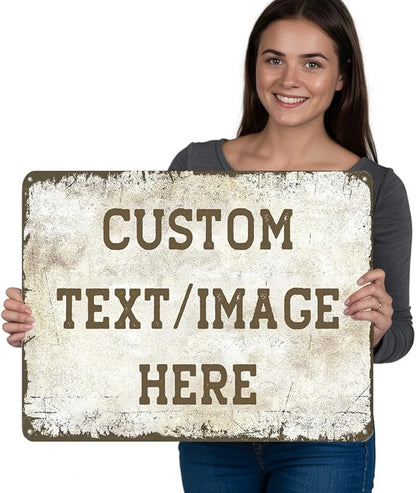 Custom Sign with Directional Arrow Rustic, Personalized Wall Decor, Vintage Metal Signs, 24''x18'' Customized Retro Aluminum Sign for Home Office Bar Yard Garden Outdoor Gift